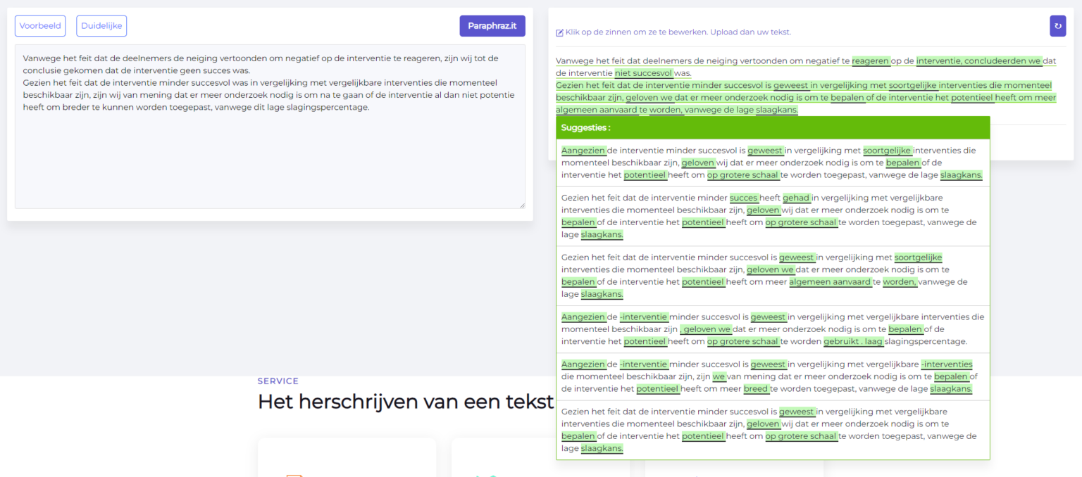 paraphrasing tool nederlands