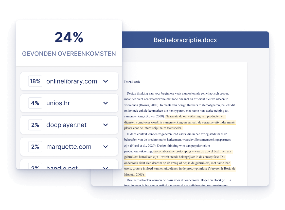 Wanneer je het Premium plagiaatrapport ontgrendelt, ontvang je een percentage aan gevonden overeenkomsten.