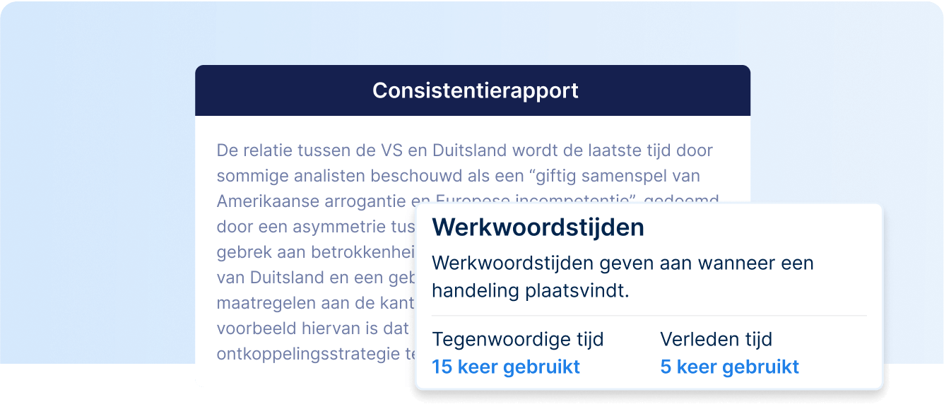 Zorg ervoor dat alles in je tekst consistent is met de AI-Nakijkservice.