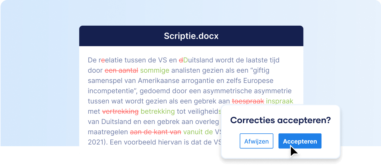 Zorg dat je foutloze teksten inlevert met de AI-Nakijkservice.